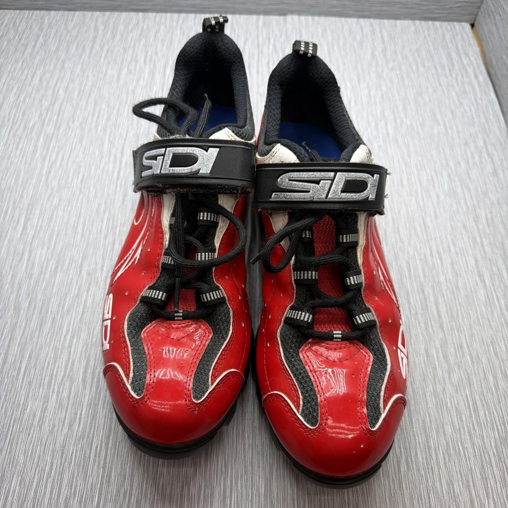 Sidi MTB Cycling Shoes EU 42 US 8 Red SPD 2 Bolt Lace Hook Loop XC Bike